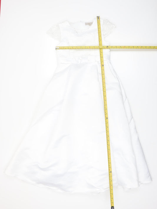 Paul Costelloe Living Girls White A-Line Lace Formal Dress Size 9 Years