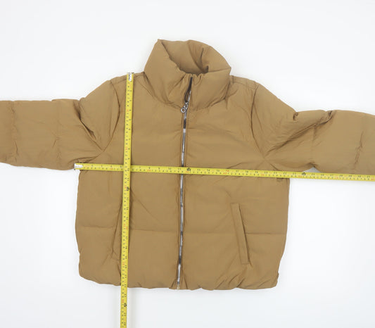 ONLY Women’s Brown Short Puffer Jacket L Zip Padded Winter Coat