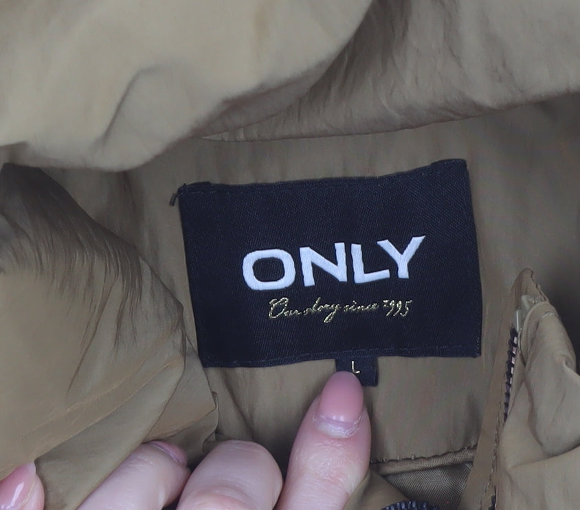 Additional view of Only Women’s Brown Short Puffer Jacket L Zip Padded Winter Coat