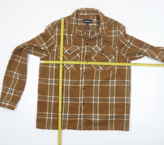 Threadbare Men's Brown Check Flannel Jacket L Regular Fit