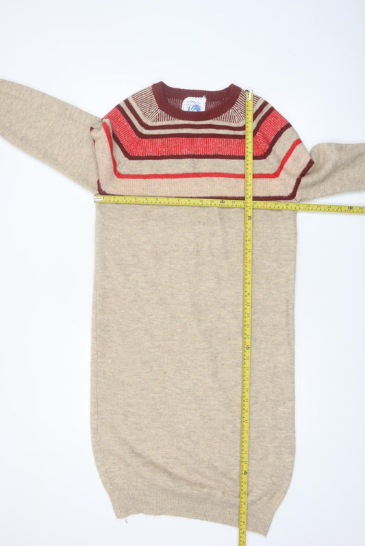 Mantaray Women’s Beige Striped Jumper Dress Size 10 Knit Classic