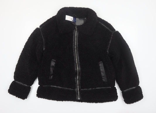 Papaya Women’s Black Faux Shearling Bomber Jacket Size 12