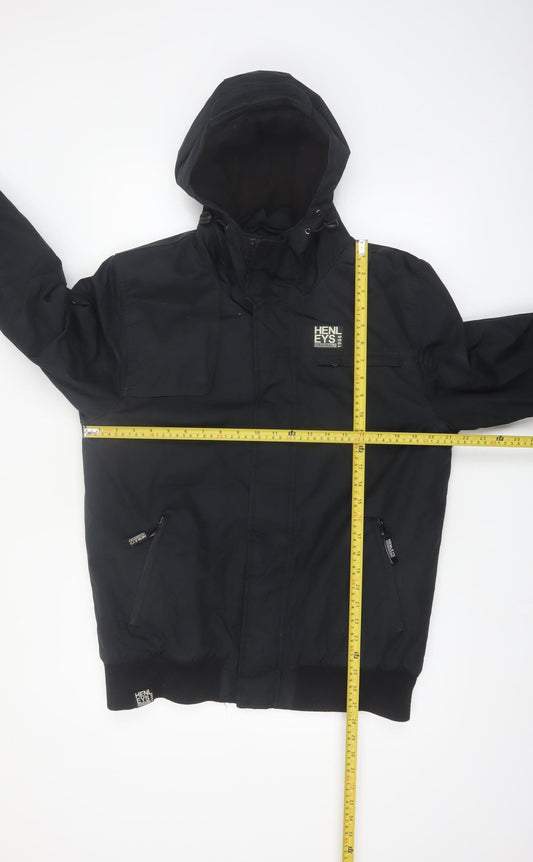 Henleys Womens Black Hooded Parka Jacket M Regular Winter Lined