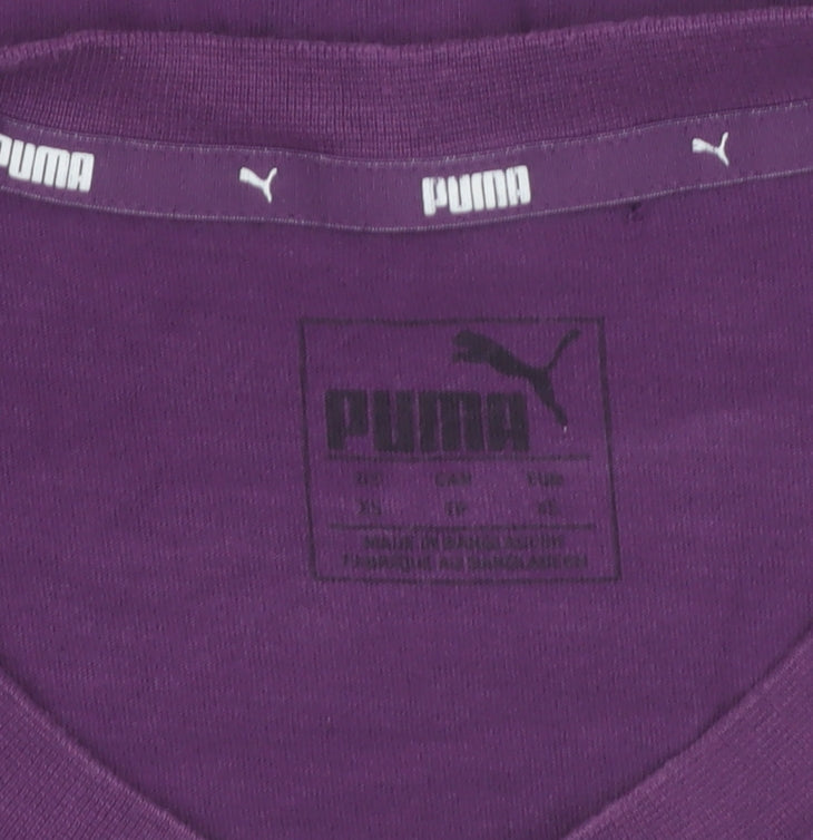 Additional view of Puma women’s purple cropped t-shirt, size S, casual logo tee
