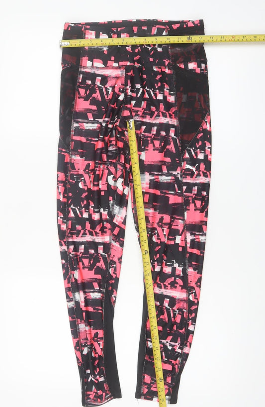 Puma Womens Black Pink Drycell Graphic Leggings Size S Running Gymwear