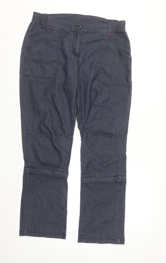 Crivit Women's Blue Cargo Trousers Size 16 Stretch Cotton Blend Outdoor