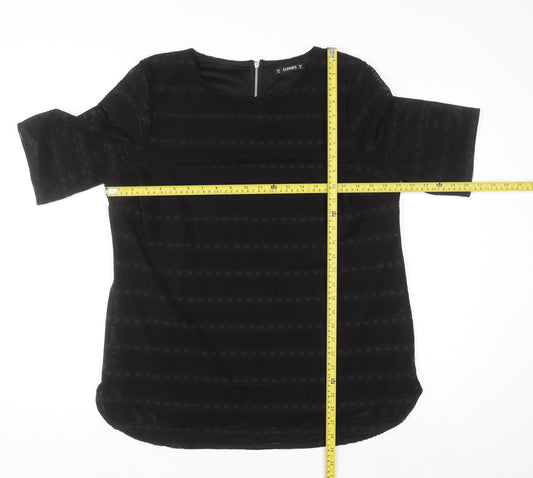 Dunnes Women Black Mesh Zip Back Blouse Size 20