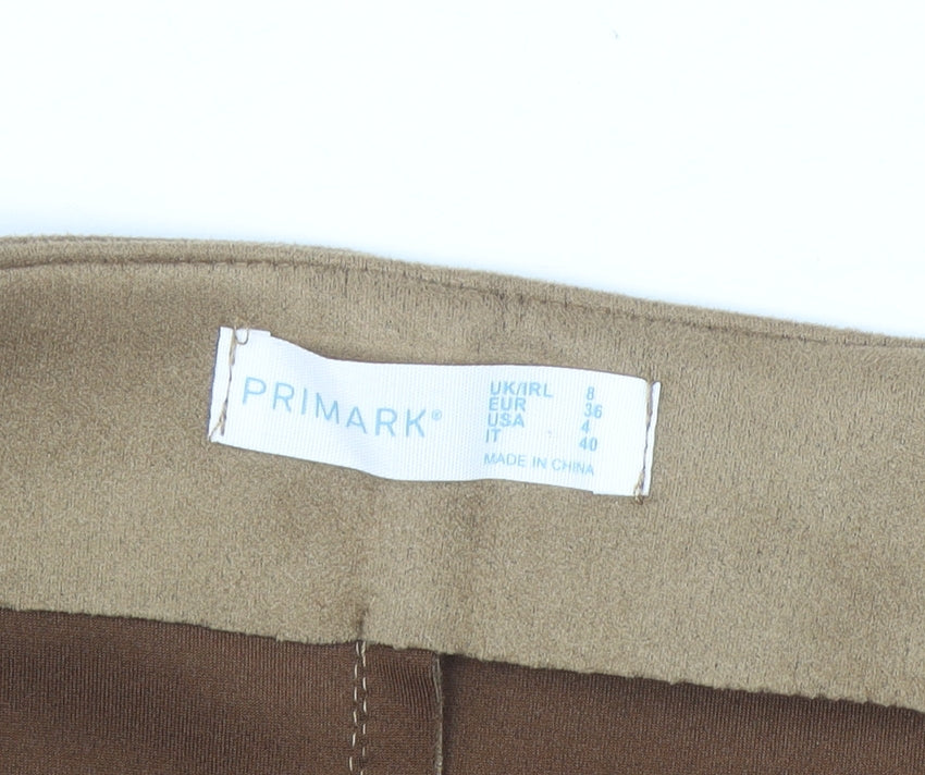 Primark Women Beige Short Suede Look Pencil Skirt Size 8