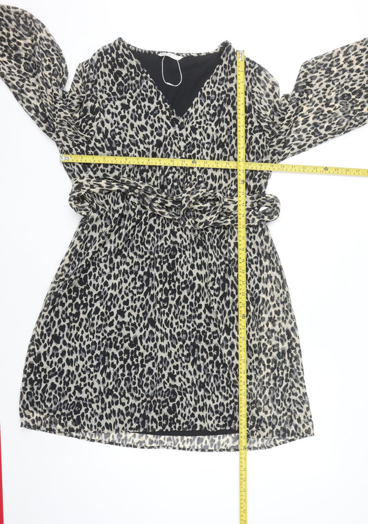 ONLY Women’s Multicoloured XL Leopard Print V-Neck Wrap Dress