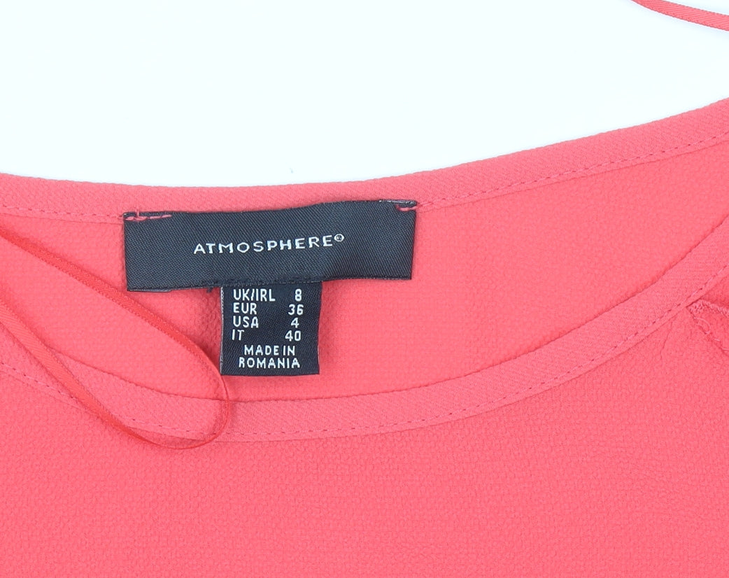 Additional view of Atmosphere Women Pink Cold Shoulder Ruffle Blouse, size 8