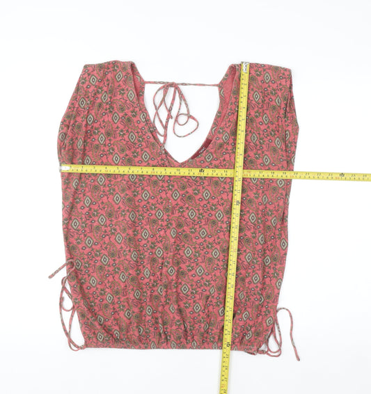 Next Women’s Pink Paisley Sleeveless Tunic Blouse Size 12 Cotton Viscose