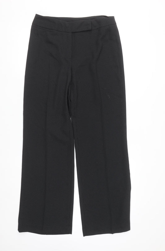 Dunnes Stores Womens Black Straight Leg Trousers Size 10 Regular Fit