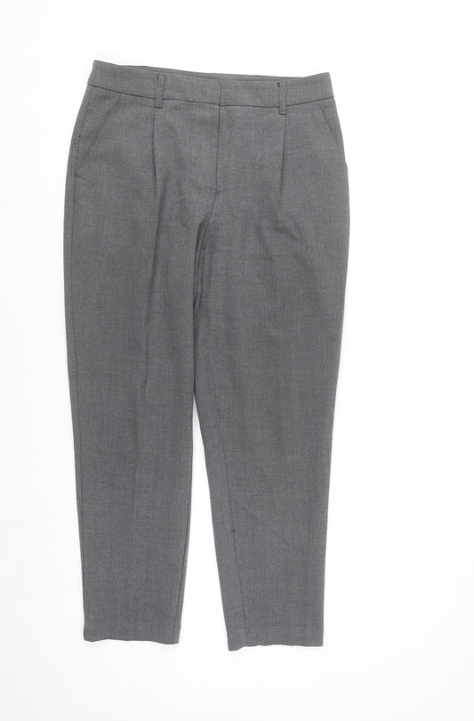 F&F Women's Grey Pleated Straight Leg Trousers UK 10