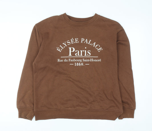 Additional front view of Dunnes Women Brown Élysée Palace Paris Pullover Sweatshirt XS