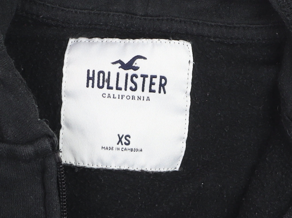 Additional view of Hollister boys’ black full zip fleece hoodie xs logo sweatshirt