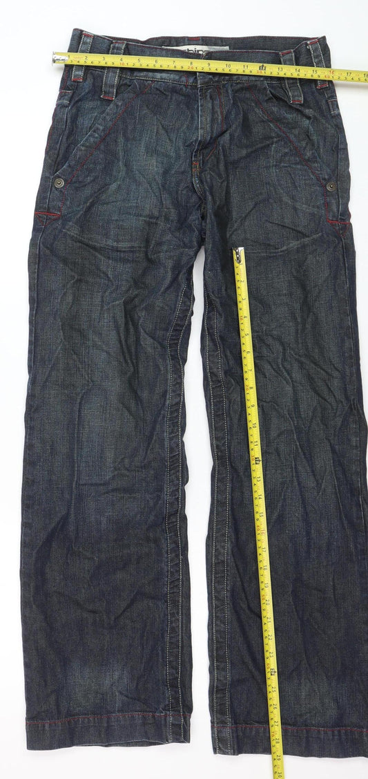 Shine Men's Blue Straight Denim Jeans W30 L32 Regular Fit