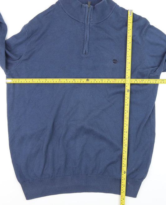 Timberland Men’s Blue XL 1/2 Zip Cotton Knit Jumper