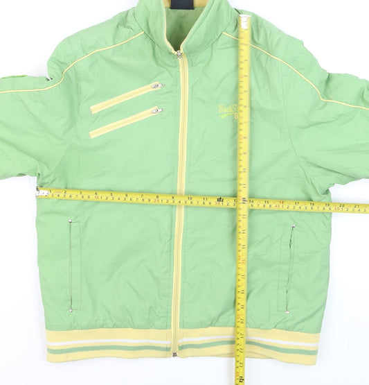 Back Swing 83 Women's Green Bomber Jacket Size 14 Casual Zip Up