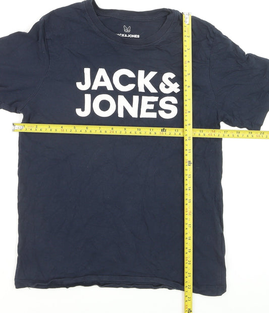 Jack & Jones Boys Blue Logo T-Shirt 14 Years Short Sleeve Cotton Top