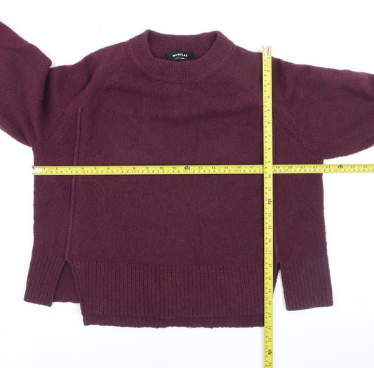 Whistles Women Purple Wool Blend Crew Neck Relaxed Fit Jumper Size S