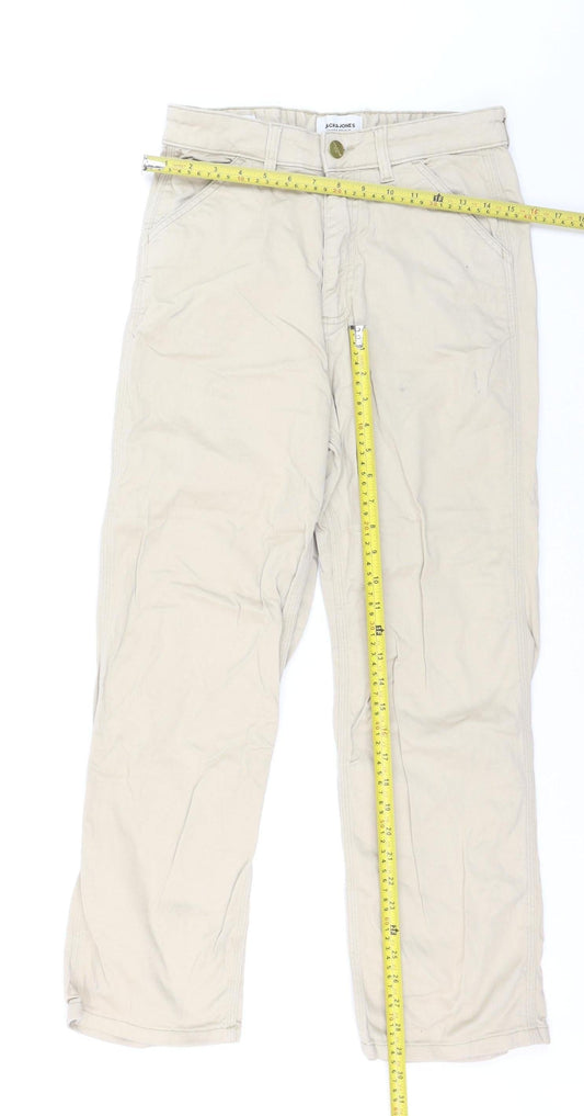 Jack & Jones Men's Beige Wide-Leg Jeans Size S 28W 30L