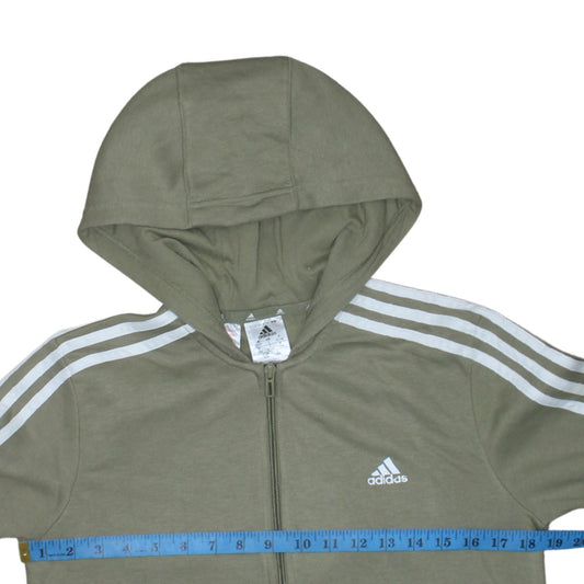 Adidas Boys Green Full Zip Hoodie 13-14 Years Regular Fit Sportswear