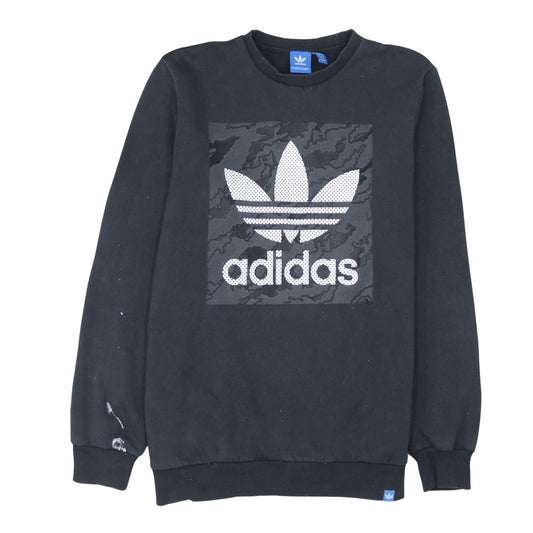 Additional front view of Adidas Men's Black Logo Crew Neck Fleece Sweatshirt, size L