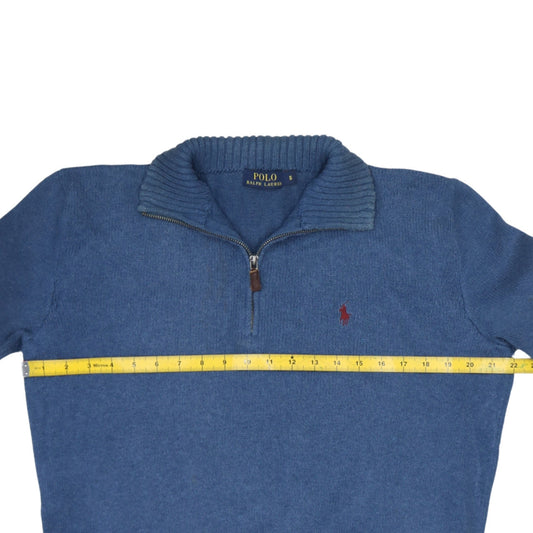 Ralph Lauren Men's Blue 1/2 Zip Cotton Knit Jumper Size S