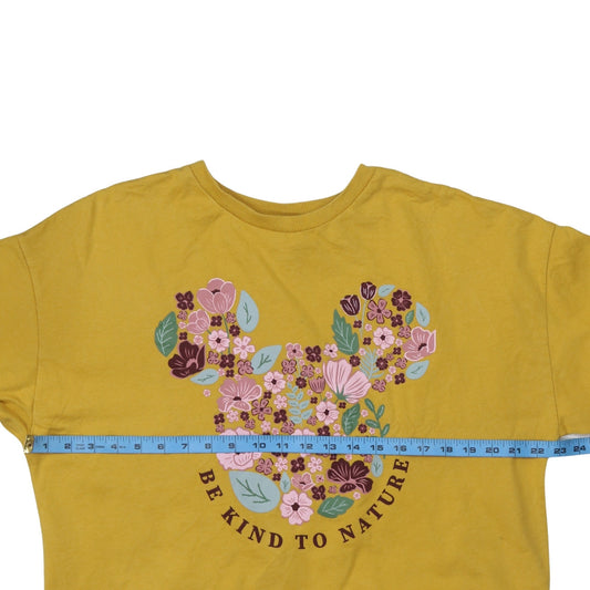 Disney Tu Women's Yellow Floral Minnie Sweatshirt Size 10 Cotton