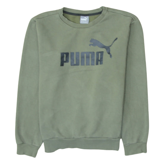 Additional front view of Puma Men's Green Crew Neck Logo Sweatshirt, size S