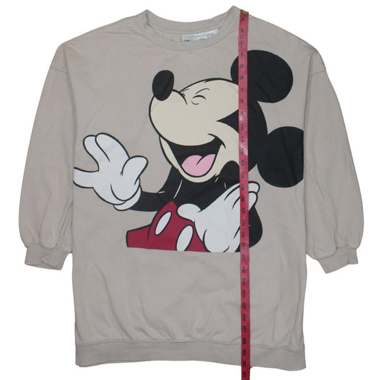 H&M Disney Women Beige Mickey Mouse Pullover Sweatshirt M