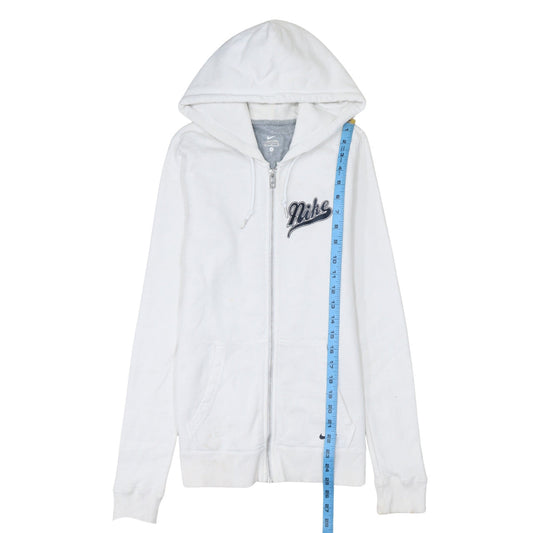 Nike Women's White Full Zip Hoodie Size M Cotton Logo Casual