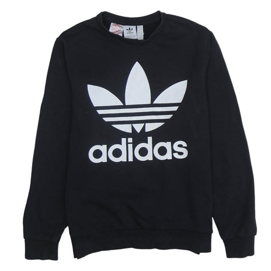 Additional front view of Adidas boys’ black crew neck pullover sweatshirt 14-15 years logo print