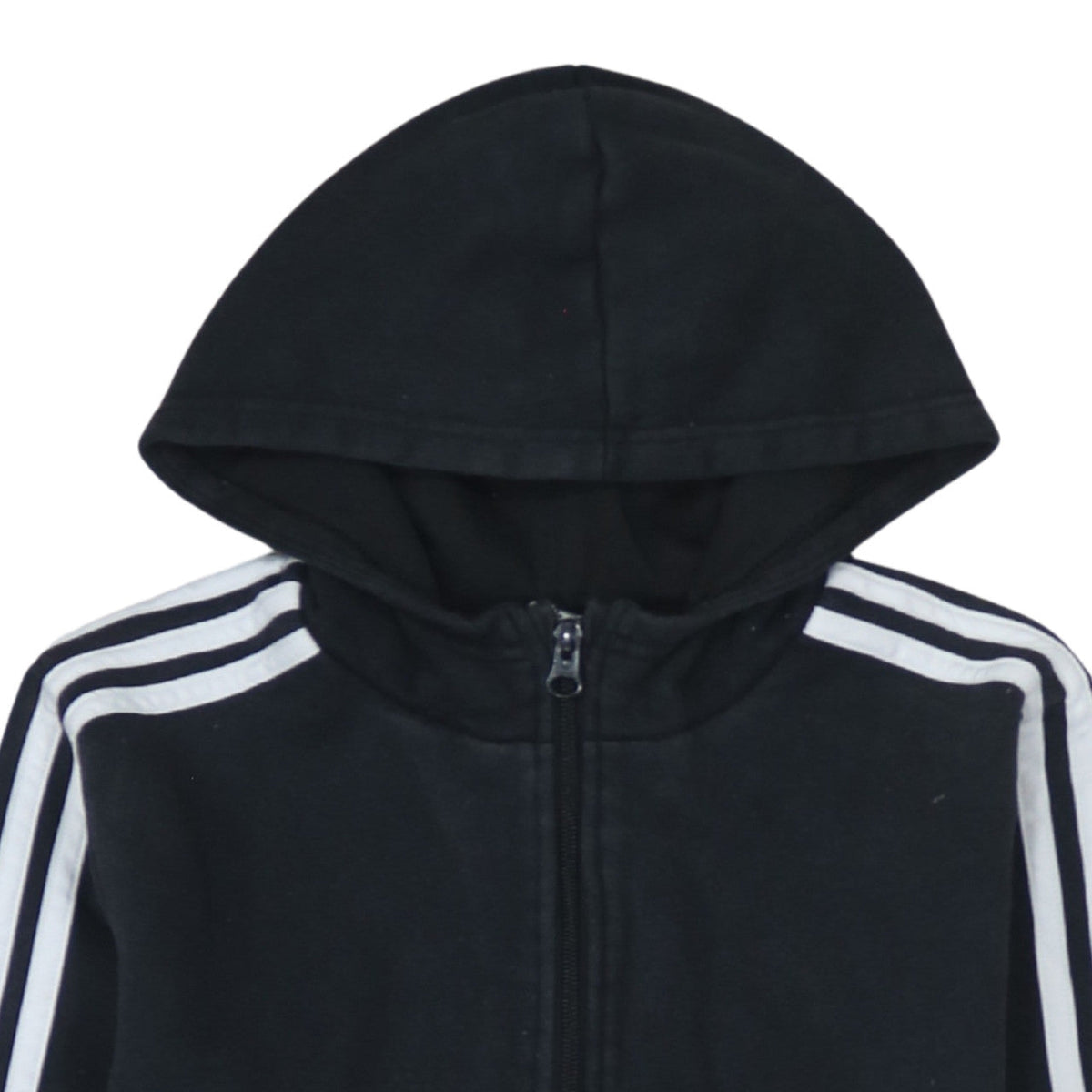 Additional view of Adidas boys’ black 13-14 years 1/4 zip hoodie with stripes and logo
