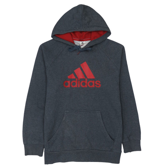 Additional front view of Adidas Men’s Grey Red Logo Pullover Hoodie, size M