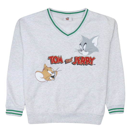 Additional front view of Primark Teens Grey Tom and Jerry V-Neck Pullover Sweatshirt XS