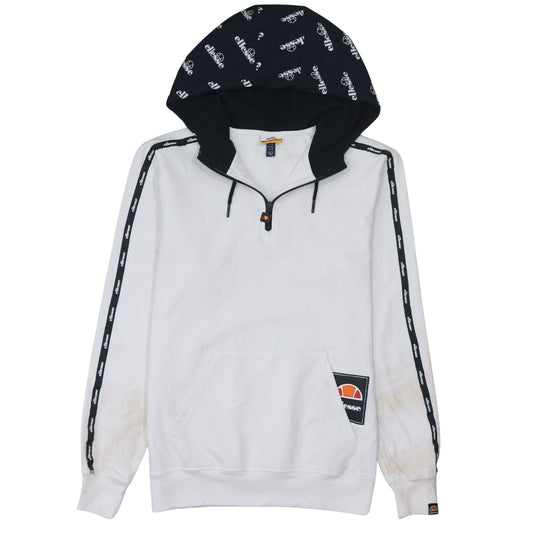 Additional front view of Ellesse Men’s White Small 1/2 Zip Hoodie with Logo Detail