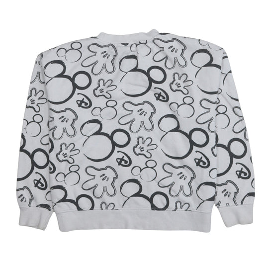 Disney Womens Grey Mickey Mouse Print Pullover Sweatshirt Size S
