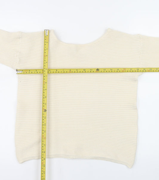 Everyday Women Ivory Ribbed Boat Neck Jumper Size 8-10