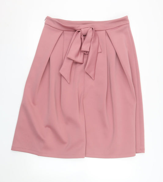 Additional front view of ASOS Women’s Pink A-Line Knee Length Bow Skirt, size UK 18