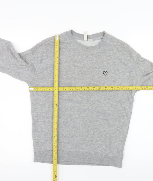 H&M Women Grey XS Pullover Sweatshirt Basic Crew Neck