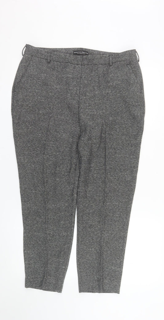 Dorothy Perkins Women Grey Herringbone Slim Tapered Trousers Size 12