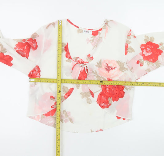Libra Womens Multicoloured Floral Chiffon Wrap Blouse Size 10