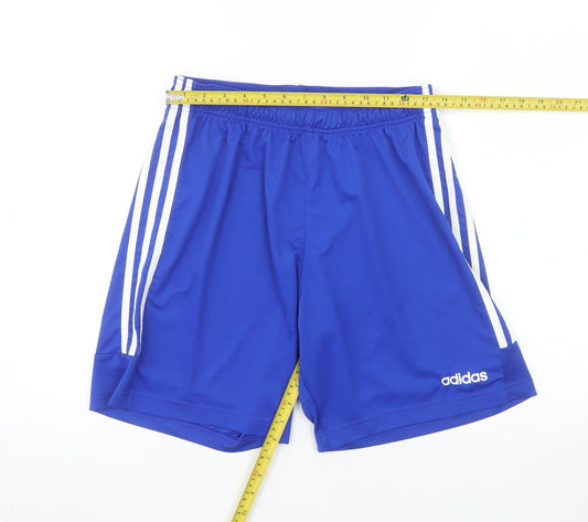 Adidas Men's Blue Athletic Football Shorts Size M Lightweight Polyester