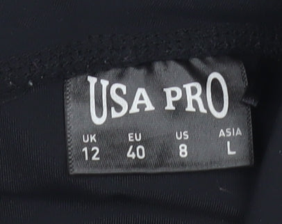USA Pro Womens Black UK 12 Compression Athletic Shorts