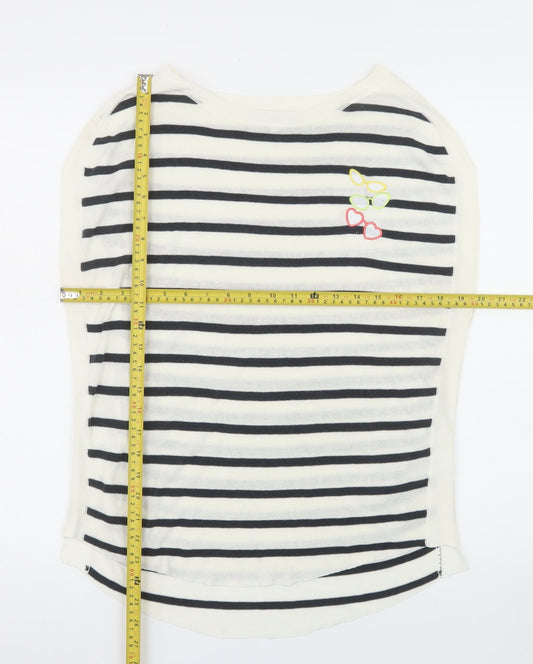 Next Womens White Striped Boat Neck Pullover Jumper XS