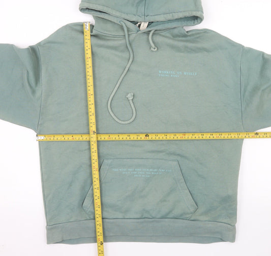 Pull Women’s Green Pullover Hoodie Size S Cotton Blend Casual