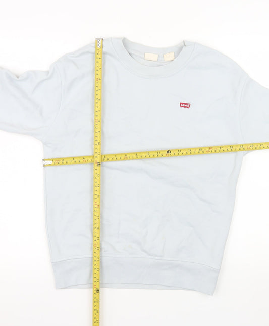 Levi's Women Blue Crew Neck Cotton Pullover Sweatshirt XS