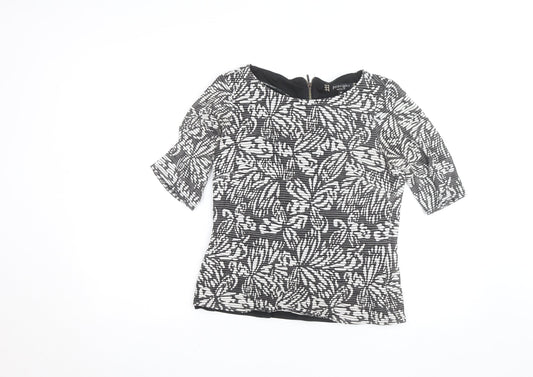 Additional front view of Principles by Ben de Lisi Women’s Black Floral Tunic Blouse, size UK 10