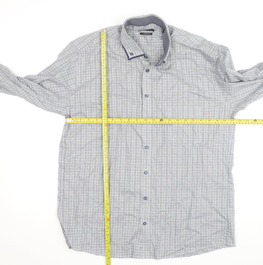 Hatico Essentials Men's Blue Check Regular Fit Long Sleeve Button-Up Shirt Size 17